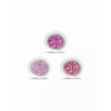 Valentine-themed Dexcom G7 sensor stickers with glittery pink hearts, set of 3.