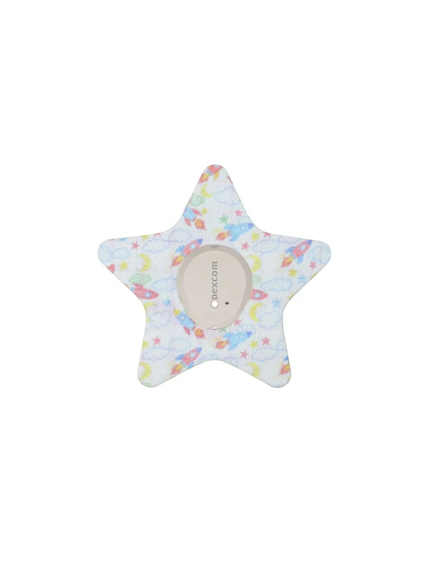 Dexcom G7 star shape adhesive patch for kids front view CGM overpatch with bright playful design