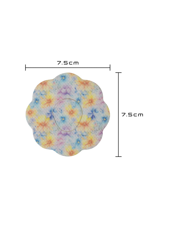 Dexcom G7 cookie shape patch dimensions, showing the cut-out shape and sensor opening for a precise fit