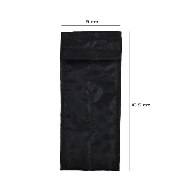 Cooling pack for Dia-Cool insulin storage, black pouch, 18.5 cm x 8 cm, ensures lasting refrigeration without electricity.