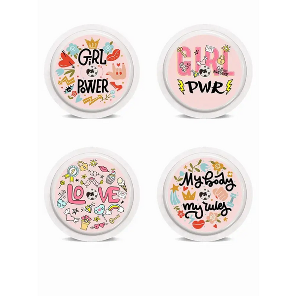 Freestyle Libre stickers with girl power and flower designs, water-resistant vinyl.