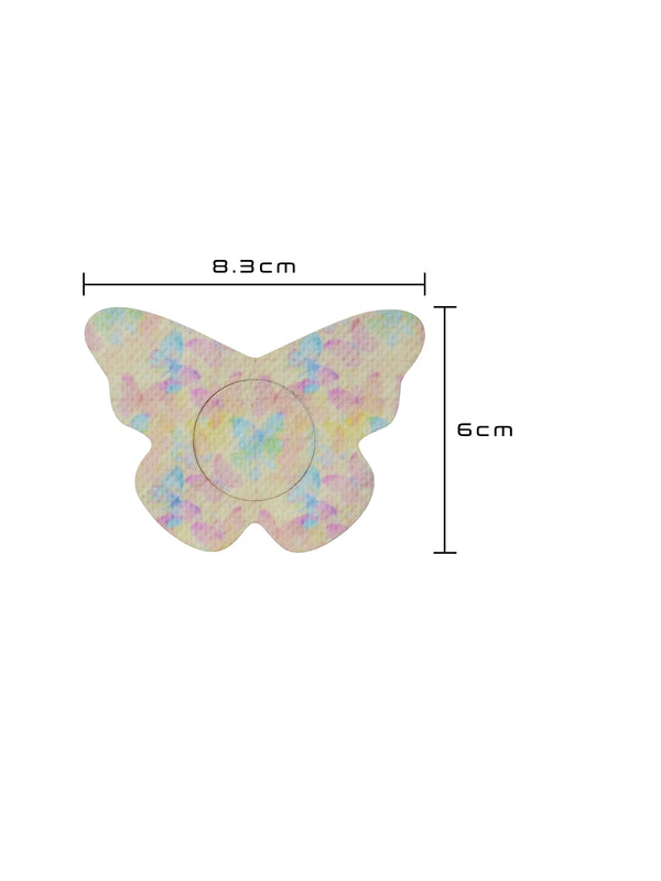 FreeStyle Libre 2 butterfly shape patch dimensions, showing the cut-out shape and sensor opening for a precise fit