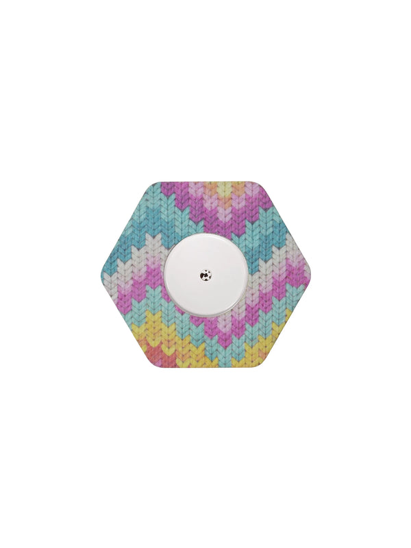 FreeStyle Libre 2 hexagonal shape patch in Mosaic Drift design, breathable adhesive overpatch to help support sensor wear