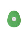 FreeStyle Libre 3 drop shape patch in green solid color, breathable adhesive overpatch to help support sensor wear