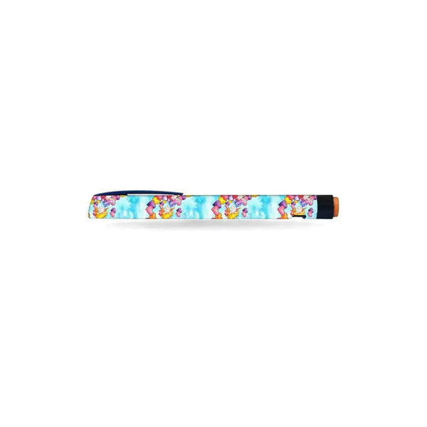NovoRapid Flexpen insulin pen decorated with colorful kids series sticker featuring playful designs