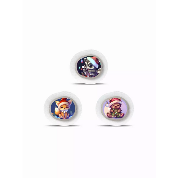 Christmas-themed Dexcom G7 CGM sensor stickers, featuring festive holiday designs.