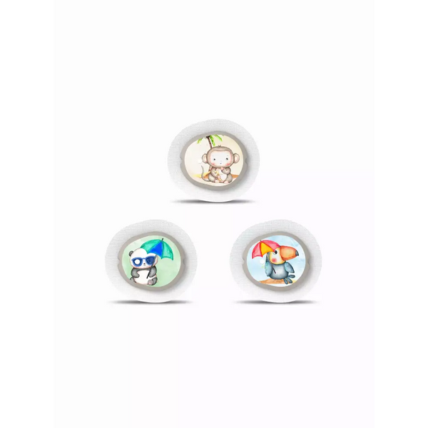 Dexcom G7 Stickers Summer Edition with vibrant beach and ocean motifs, featuring three unique designs.