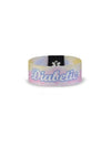 Reversible Diabetes Awareness Wristband with "Diabetic" lettering and summer vibes design.