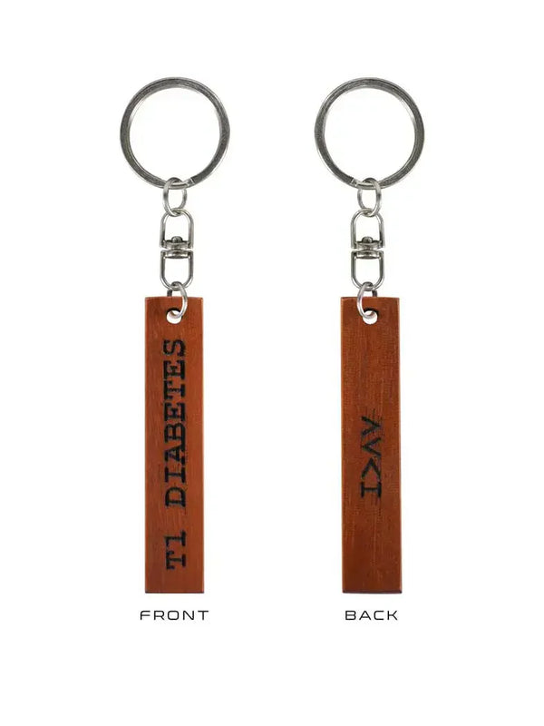 "T1 Diabetes" ξύλινο μπρελόκ I>∧∨ - Kaio-Key Hanger