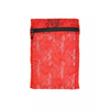 Insulin cooling wallet in red lace design, fits 3 insulin pens or 5 vials, featuring a durable zipper.