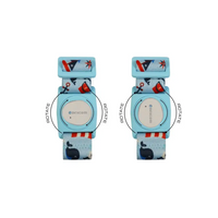 Light blue children’s watch with nautical pattern on Dia-Style Armband for Dexcom G7 Sensor