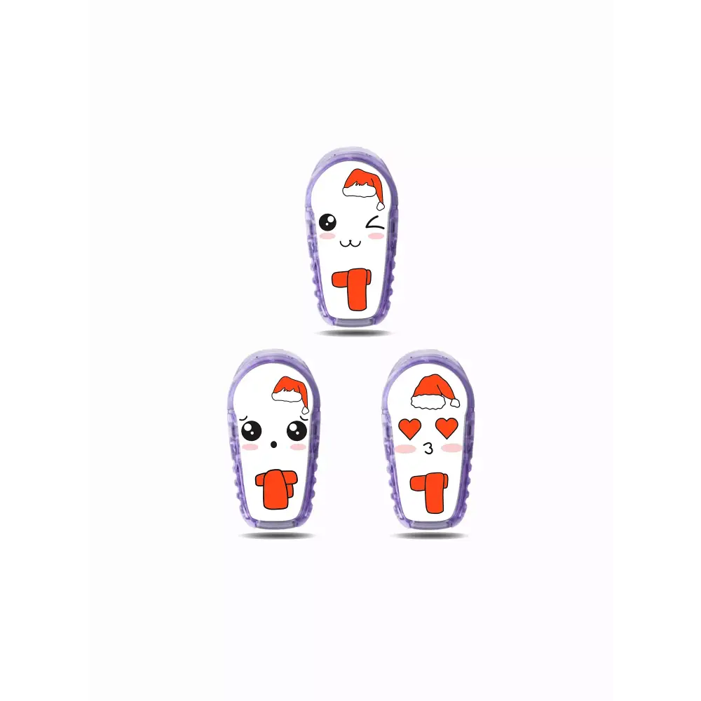 Cartoon ghost figures with purple outlines on Dexcom G6 Stickers for Christmas 2024
