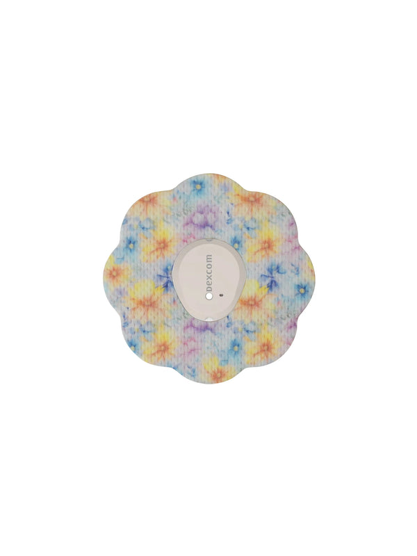 Dexcom G7 cookie shape patch in Gardenia design, breathable adhesive overpatch to help support sensor wear