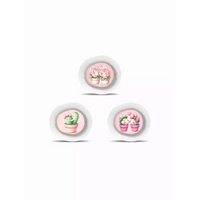 Three pink cupcake illustrations with floral decor for Dexcom G7 Stickers Valentine Edition 2025