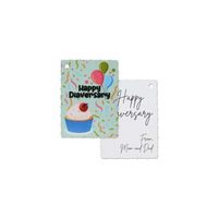 Diaversary Gift Tags featuring colorful cupcake design, ideal for celebrating diabetes anniversaries with strength and hope.