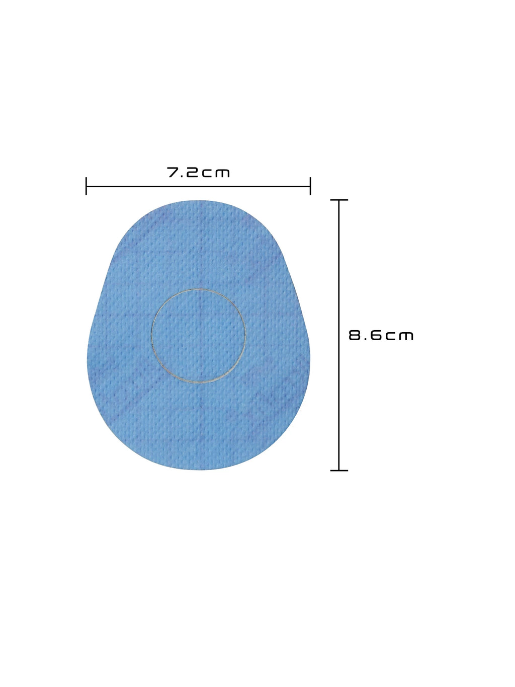 FreeStyle Libre 2 drop shape patch dimensions, showing the cut-out shape and sensor opening for a precise fit