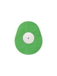 FreeStyle Libre 2 drop shape patch in green solid color, breathable adhesive patch to help support sensor wear