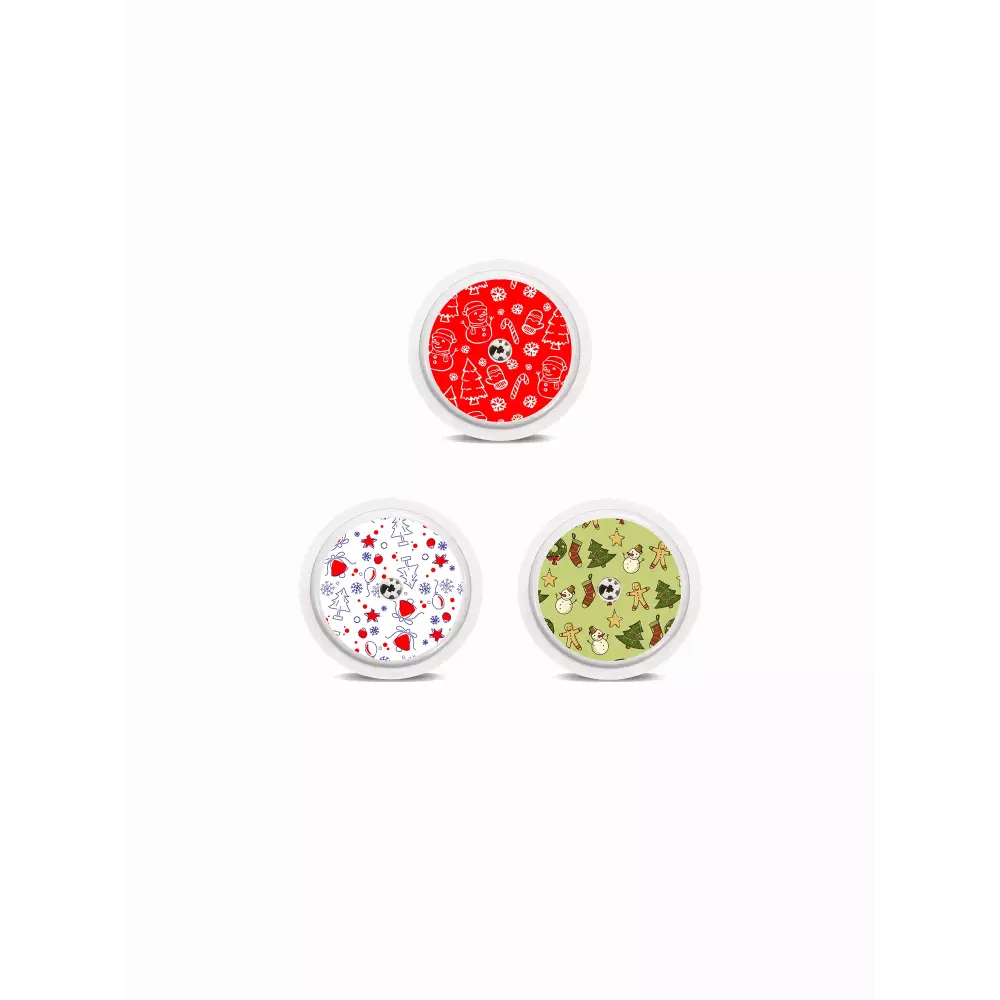 Colorful textured substances in containers for Freestyle Libre Stickers - Christmas 2024
