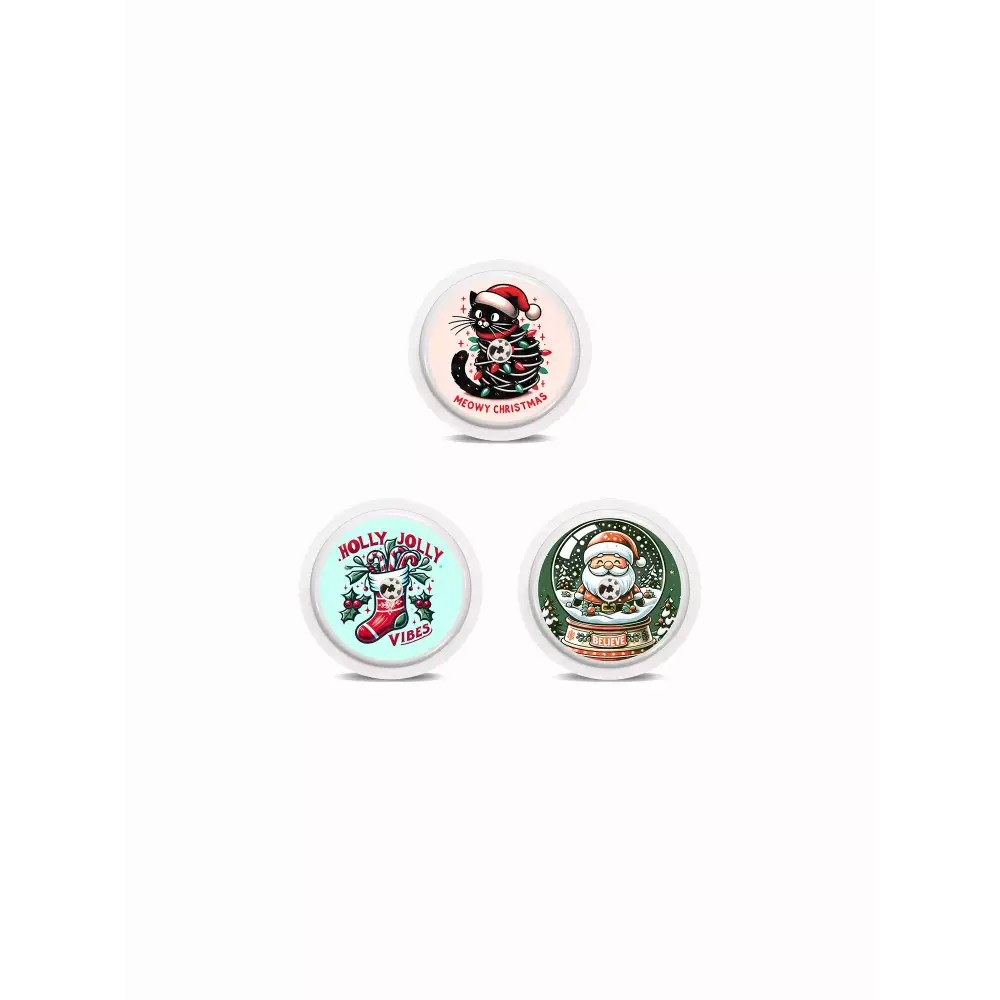 Three festive circular badges with classic Christmas decorations for Freestyle Libre stickers - Christmas