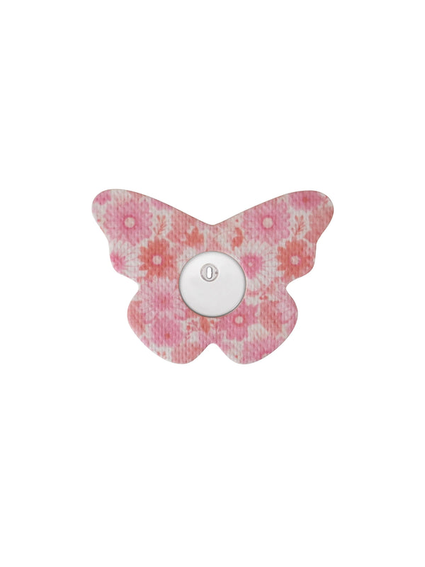 FreeStyle Libre 3 butterfly shape patch in Flower Serenade design, breathable adhesive overpatch to help support sensor wear