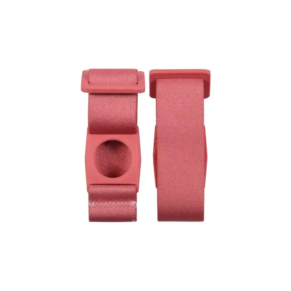 Children's Freestyle Libre 3 sensor armbands in soft red, designed for style and safety.