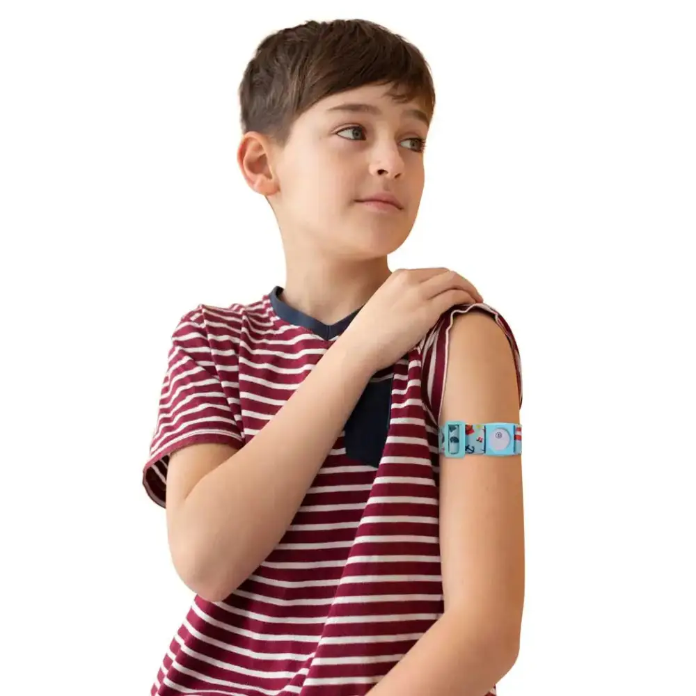 Freestyle Libre 3 sensor armband for children, colorful design, comfortable elastic fit.