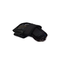 Freestyle Libre Reader in black Dia-Wrist Pouch with clear touchscreen window.