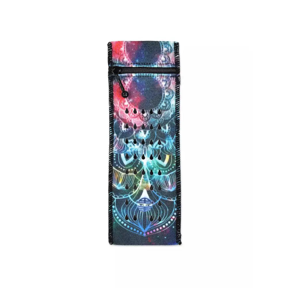 Colorful insulated insulin travel case cooler pouch for one insulin pen with zipper and ventilation holes.