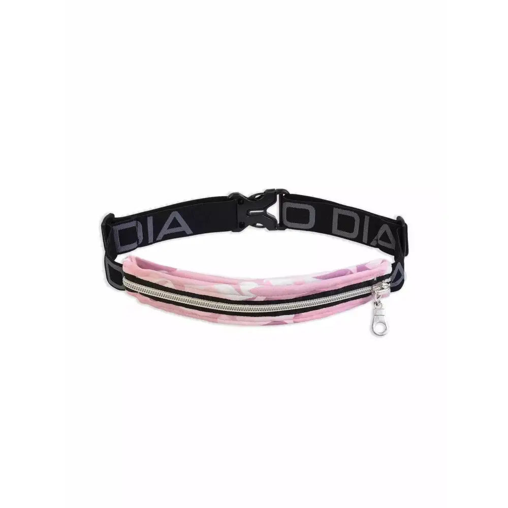 Pink and black insulin pump belt pouch for children with adjustable elastic strap and zipper pouch