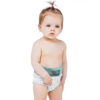 Insulin pump waist belt with mesh window for children showing a toddler wearing it.