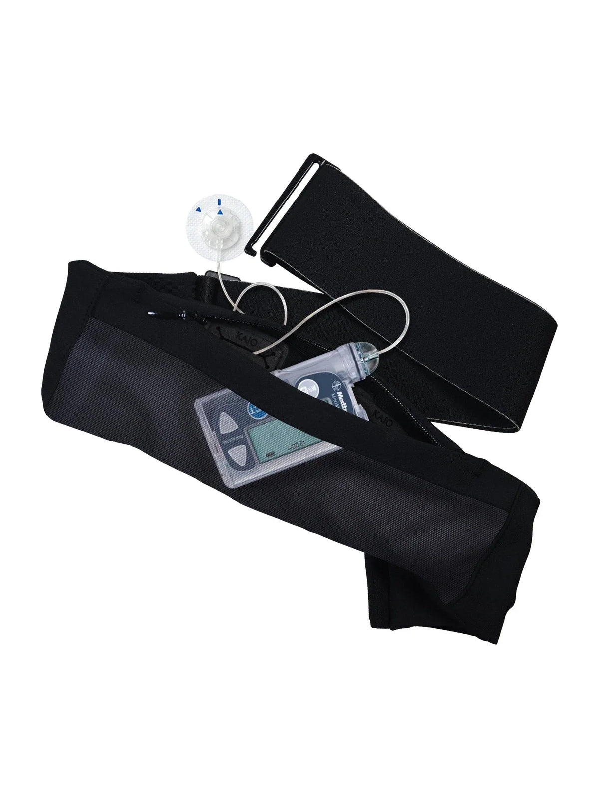 Insulin Pump Belt with Window & G-Hook featuring transparent mesh for pump visibility and secure fit