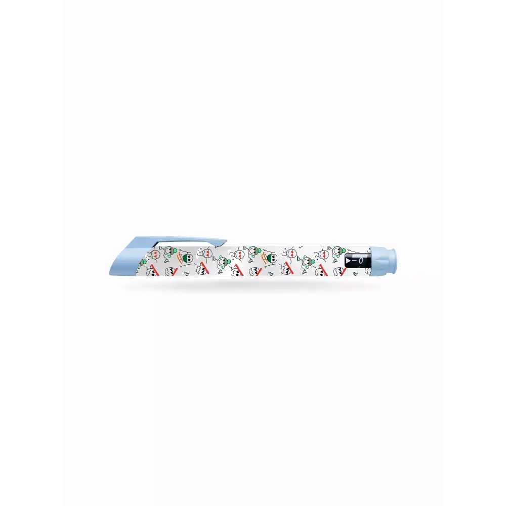 Cartoon-patterned JuniorSTAR Insulin Pen Stickers Winter Edition for fun diabetes management