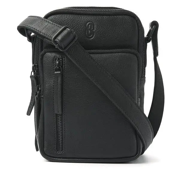 Elegant leather diabetes shoulder bag from Sweet Collections in black with adjustable strap and multiple compartments.