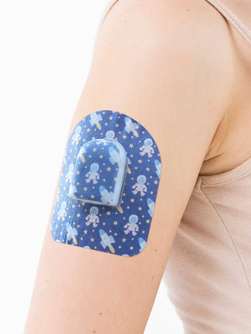 Αυτοκόλλητο επίθεμα για pod Omnipod, σχέδιο Astronaut, στο μπράτσο