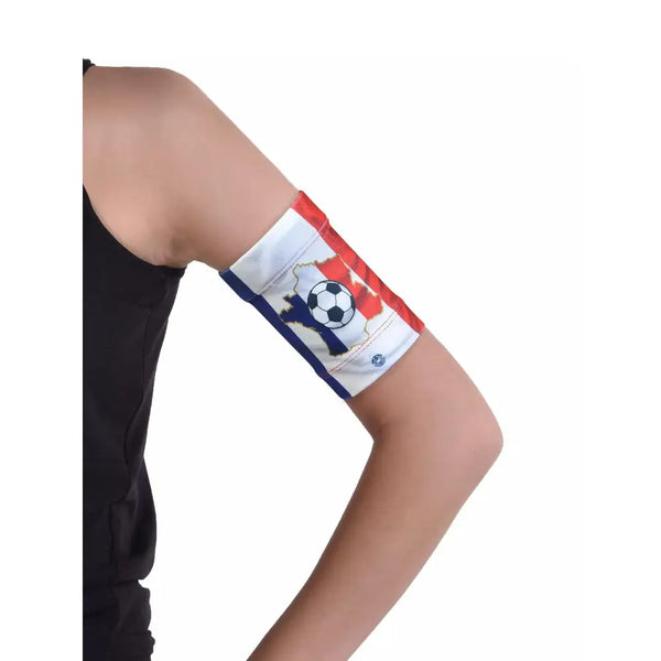 Glucose sensor and pod armband with printed flags, secure fit for sports and swimming, flag edition.