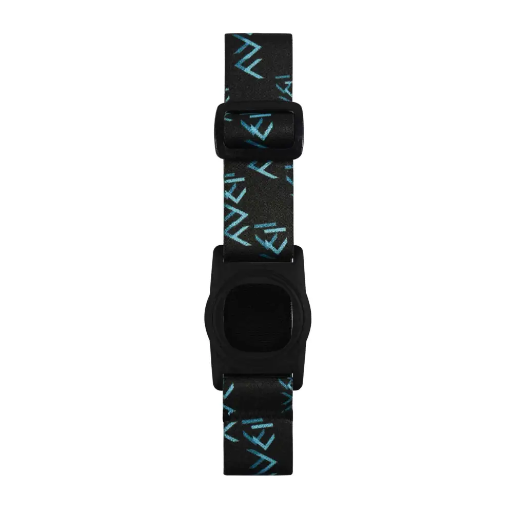 Black dog collar with blue geometric design for Medtronic Simplera CGM armband
