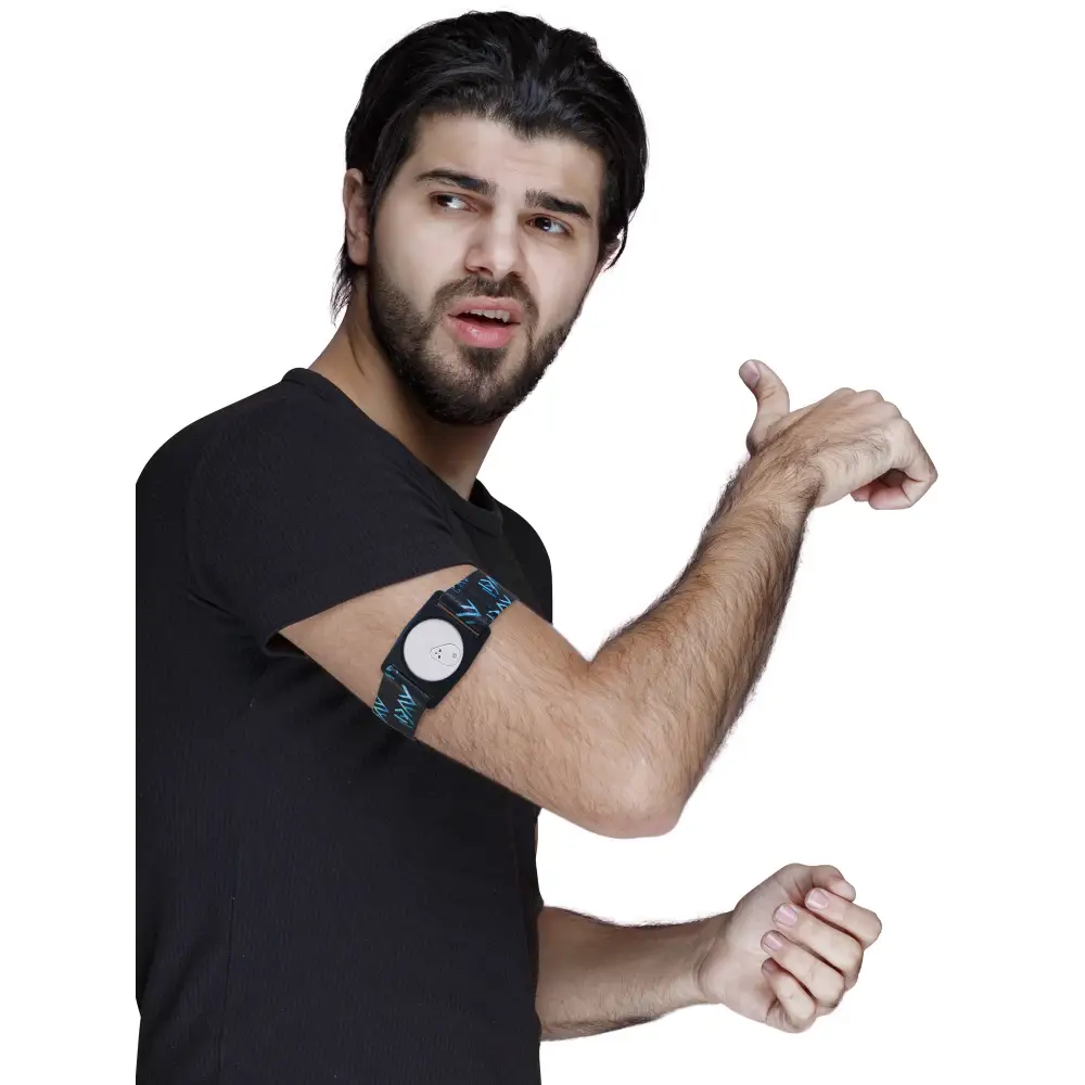 Sinocare iCan i3 Armband - Dia-Style worn on arm, secure fit for CGM users during activities.