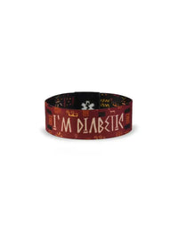 Reversible diabetes awareness wristband displaying "I'm Diabetic" text, 2.5 cm height, fashionable and durable accessory.